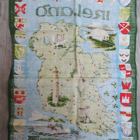 IRELAND Scenic TEATOWEL Vintage 100% Linen 28" x 19" (K170) - Picture 7 of 7